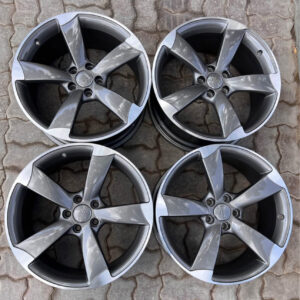 Audi S5 Rotor wheels (typically 19x9 ET33 or 20-inch variants) are highly sought-after for their concave, 5-spoke design and 5x112 bolt pattern, commonly found in ALLOYHUE titanium grey or black machined finishes. They fit Audi A5/S5 models (2012-2018) perfectly but can also fit other models,